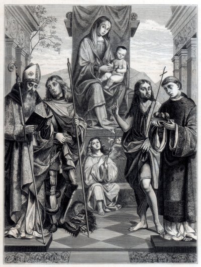 Madonna sentada en un trono rodeada de santos, c1494-1517 1870 de Trichon