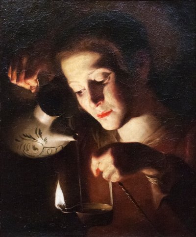 Muchacha con linterna (pintura) de Trophime Bigot