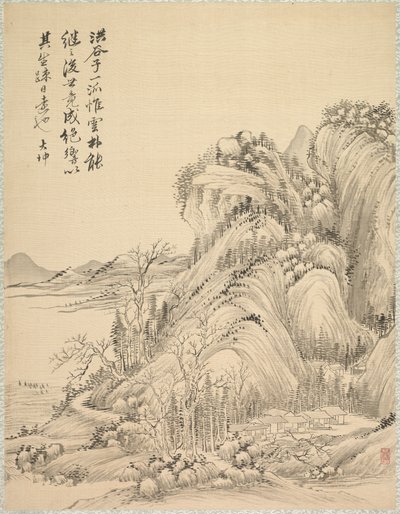 Viviendas bajo colinas plegadas, 1847 de Tsubaki Chinzan