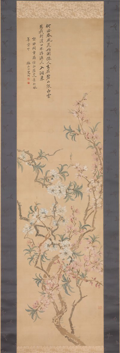 Flores de durazno rojas y blancas, 1843 de Tsubaki Chinzan