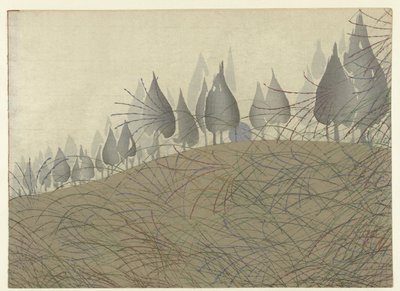 paisaje con luna Hojas de arce azul (título de la serie) Aomomiji (título de la serie) de Tsuda Seifû