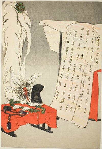 Hoja índice, , de la serie "Cien no dramas (Nogaku hyakuban)" de Tsukioka Kogyo