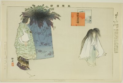 Sumidagawa, de la serie "Imágenes de representaciones No (Nogaku Zue)" de Tsukioka Kogyo