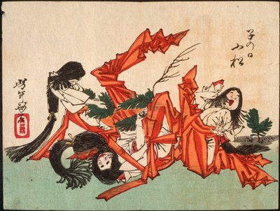 Recogida de brotes de pino el Día de la Rata de Tsukioka Yoshitoshi