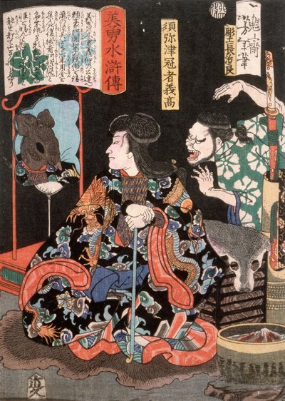 Shumitsu Kanja Yoshitaka reflexionando como una rata en un espejo de Tsukioka Yoshitoshi