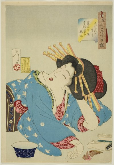 Desaliñado (Shidaranasaso), de la serie "Treinta y dos aspectos de mujeres (Fuzoku sanjuniso)" de Tsukioka Yoshitoshi