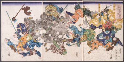 Yamamoto Kansuke mata al jabalí de Tsukioka Yoshitoshi