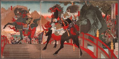 Zhang Fei, en el largo puente inclinado, hace retroceder a un millón de tropas Wei con una mirada poderosa de Tsukioka Yoshitoshi