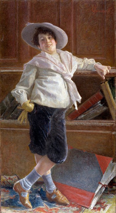 Retrato de un niño pequeño sonriente, con una blusa de marinero de Tullio Salvatore Quinzio