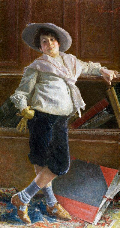 Retrato de joven, pintura de Tullio Salvatore Quinzio (1858-1918), óleo sobre lienzo, 80x100 cm de Tullio Salvatore Quinzio