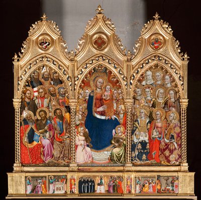 Predela con la vida de San Bartolomé, de Virgen y niño rodeados de ángeles y santos de Turino Vanni