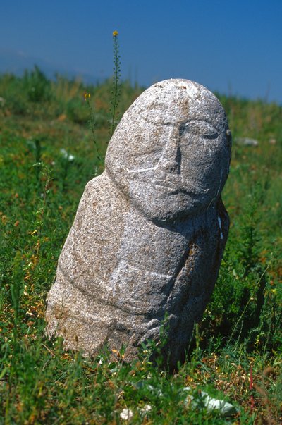 Una piedra funeraria del Kanato Turco Occidental, siglos VI-X de Turkic School