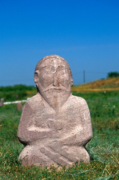 Una piedra funeraria del Kanato Turco Occidental, siglos VI-X de Turkic School