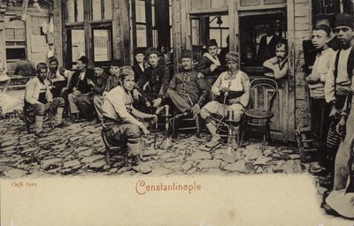 Casa de café turca, Constantinopla, 1898 de Turkish Photographer