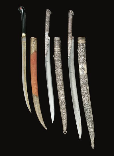 Un grupo de pequeñas espadas otomanas, Turquía de Turkish School