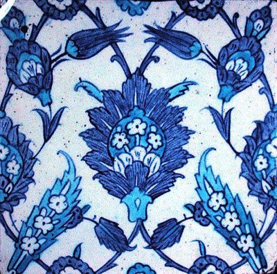 Azulejo de Isnik con diseño floral de Turkish School