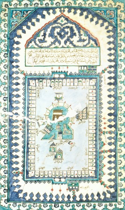 Azulejo de Iznik con una representación de La Meca de Turkish School