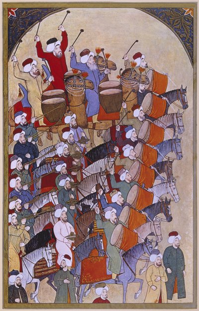 Jenízaros y los músicos del desfile llegando, de Sur-Nama de Turkish School