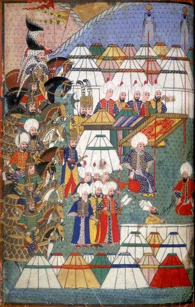 Lala Mustafa Pasha en su campamento después de su victoria en Kars, ilustración del 