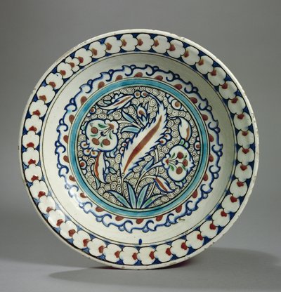 Plato de pasta de piedra, Iznik, Turquía de Turkish School