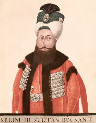 Sultán Selim III (1761-1808) siglo XVIII-XIX (acuarela sobre papel) de Turkish School