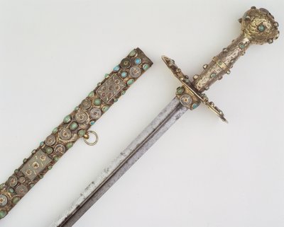 Empuñadura de espada con vaina (plata, acero y piedras preciosas) de Turkish School