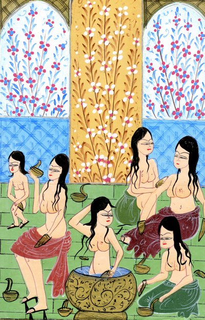 Vista interior de un hamam de mujeres de Turkish School