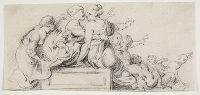 Estudio Composicional. Mujeres Reclining sobre un Plinto de Ubekendt