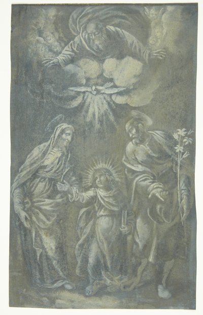 La Sagrada Familia caminando bajo Dios Padre y el Espíritu Santo de Ubekendt