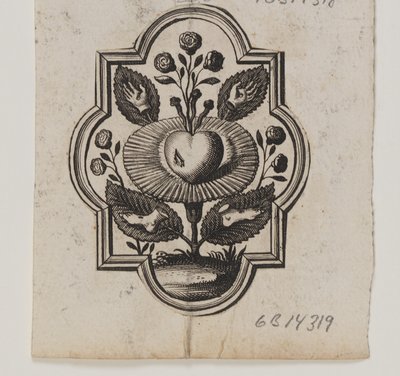 Emblema con un corazón atravesado por una rosa de Ubekendt