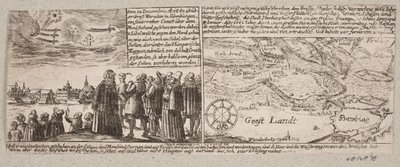 Cometa visto en Grossvardein, Transilvania, 14 de diciembre de 1660, y mapa de Hamburgo durante la inundación del 4 de enero de 1661 de Ubekendt