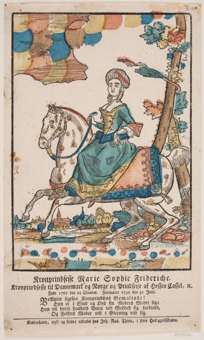 La princesa heredera Marie Sophie Frederikke a caballo de Ubekendt