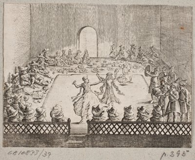 Banquete persa con bailarines de Ubekendt