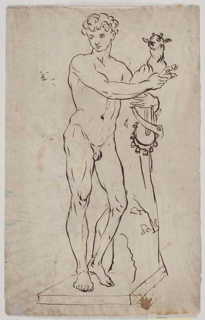 Copia de la estatua de Saly "Joven fauno sosteniendo un cabrito" (1750). Después de un ejemplar sobre base cuadrada de Ubekendt KKS21008
