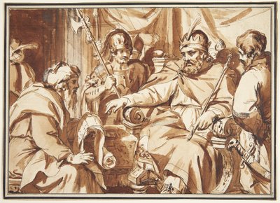 Un emperador romano consultando a un escriba de Ubekendt Ubekendt