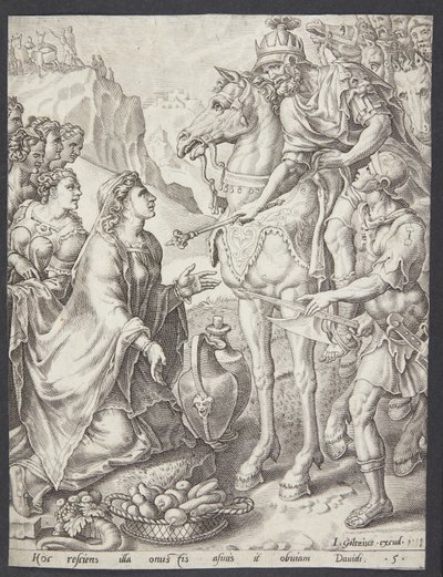 Abigail calmando a David de Ubekendt efter Maarten van Heemskerck