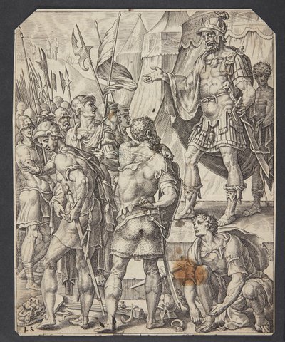 David armando a sus hombres de Ubekendt efter Maarten van Heemskerck