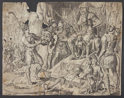 David cortando la cabeza de Goliat de Ubekendt efter Maarten van Heemskerck
