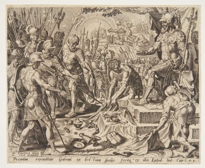 Gedeón recibiendo una parte del botín de Ubekendt efter Maarten van Heemskerck