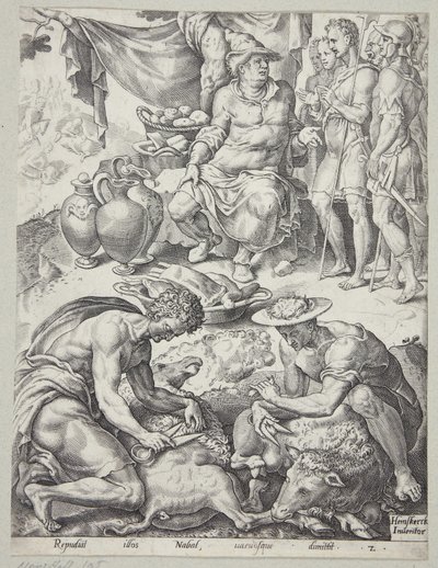 Nabal se niega a enviar comida a David de Ubekendt efter Maarten van Heemskerck