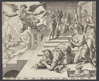 La partida del ángel de Ubekendt efter Maarten van Heemskerck