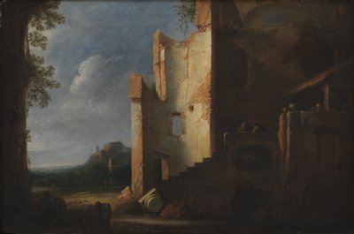 Paisaje con ruinas de Ubekendt hollandsk 1600 tallet