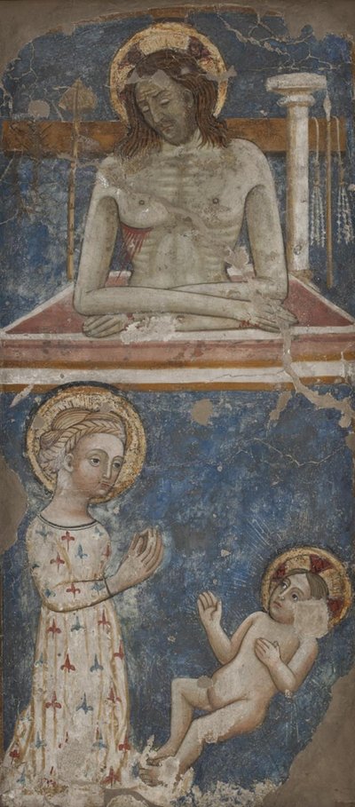 Cristo como el Hombre de los Dolores. Virgen y Niño de Ubekendt italiensk 1300 tallet