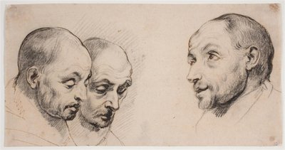 Tres cabezas de hombre de Ubekendt kopist efter Anthony van Dyck