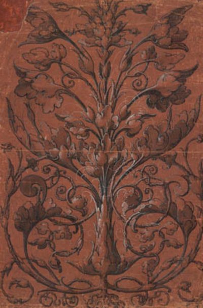 Ornamentación vegetal simétrica de Ubekendt tysk 1520