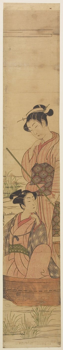 Joven pareja en un bote bajo la luna, c.1770-72 de Uchimasa
