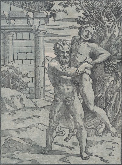 Hércules y Anteo, ca. 1517-18 de Ugo da Carpi