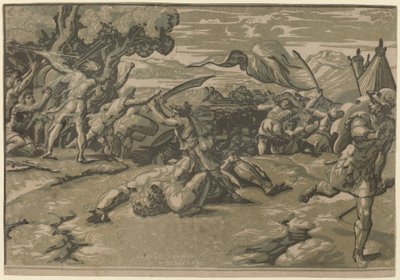 David matando a Goliat de Ugo da Carpi after Raphael