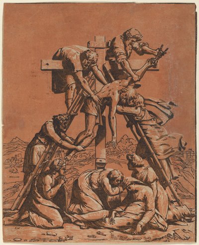 El Descendimiento de la Cruz de Ugo da Carpi after Raphael