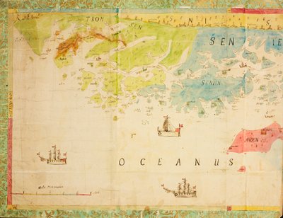Mapa de la colección de mapas de la Biblioteca Nacional. El mapa fue dibujado a mano y muestra Trøndelag, Nordland, Troms, la costa, carta náutica de Ukjent tegner